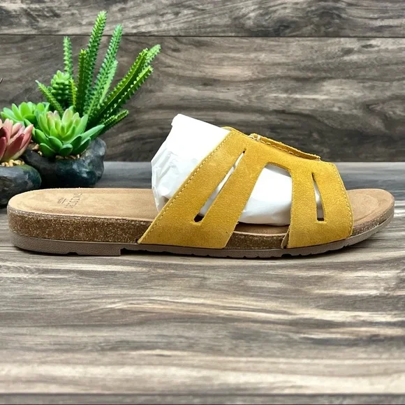 NIB Earth Origins 9W Luna Slip On Suede Slide Sandal Marigold Yellow 40.5 - Picture 6 of 11